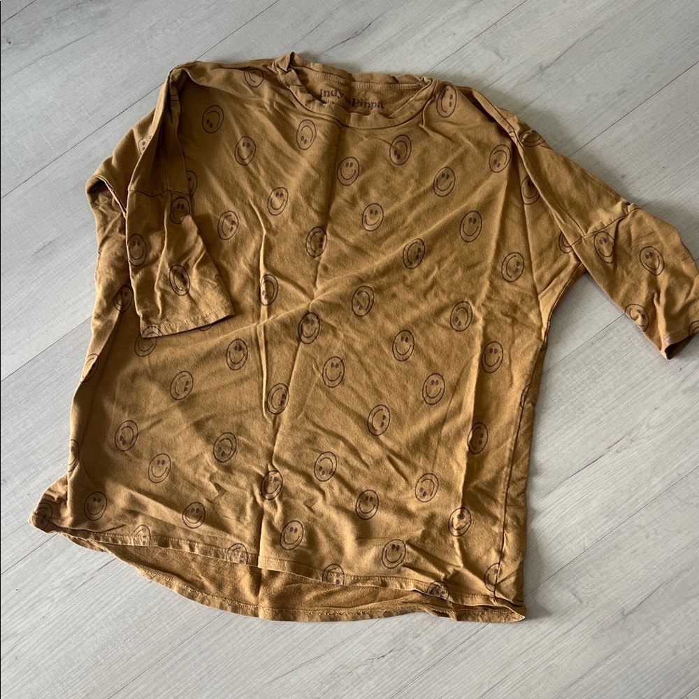 Charming Tan Smiley Face Kids Dress